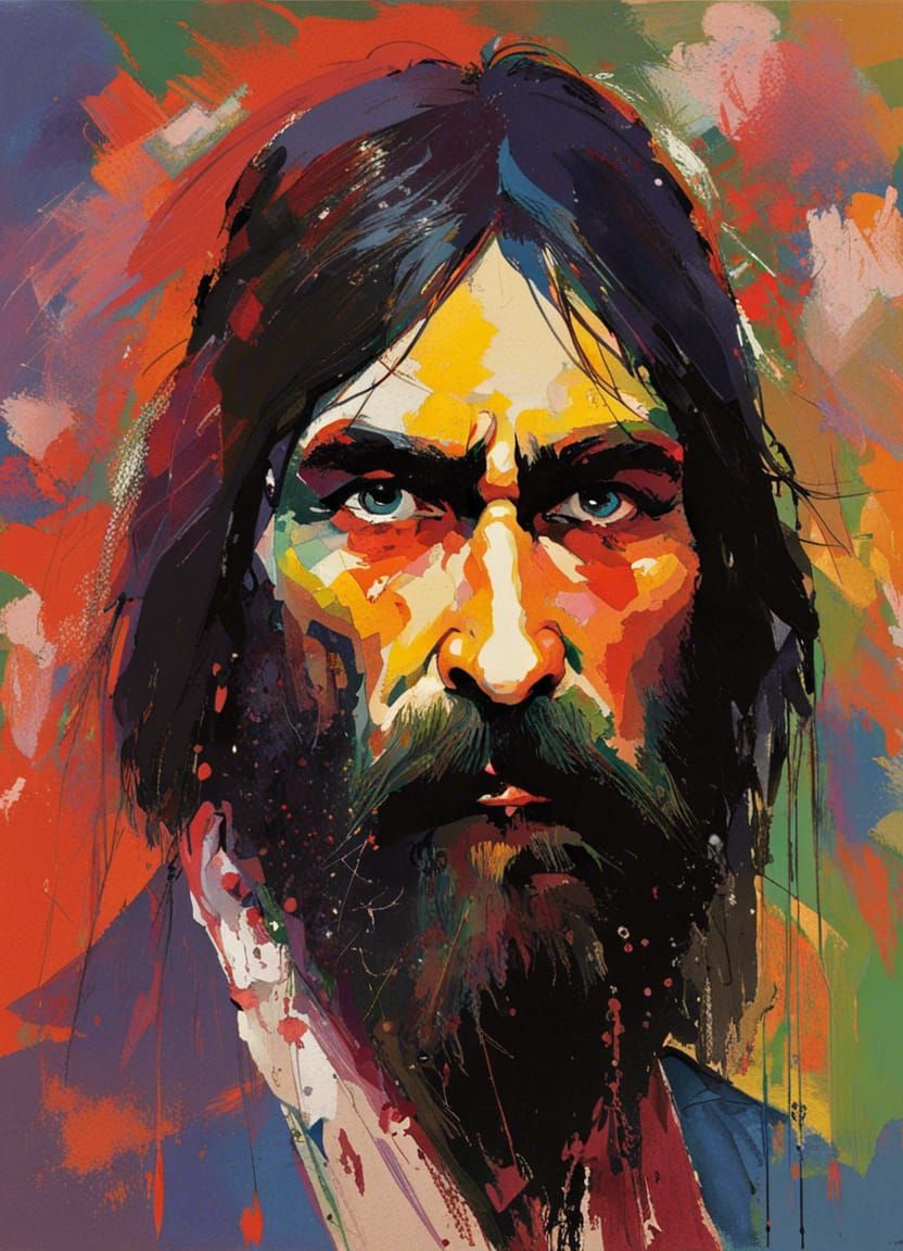 Grigori Rasputin in LeRoy Neiman Style