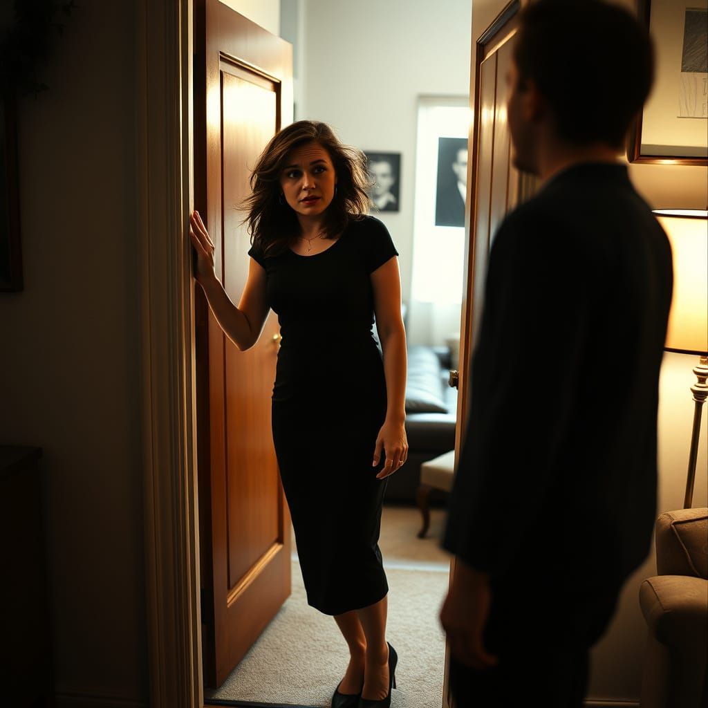 Intoxicated Woman in Dimly Lit Apartment