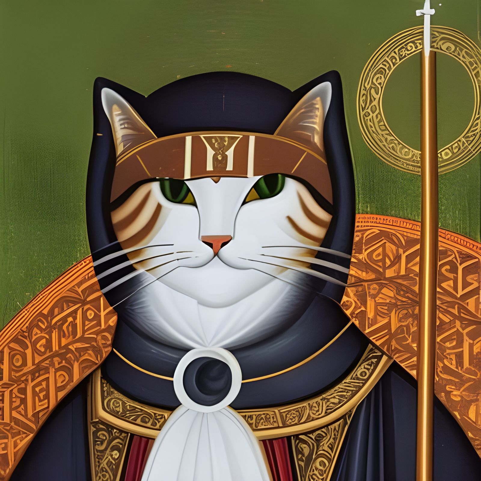 Cat Saint Portrait in Romanesque Illuminated Manuscript