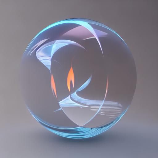 Fire and Flames Reflected in Glass Sphere