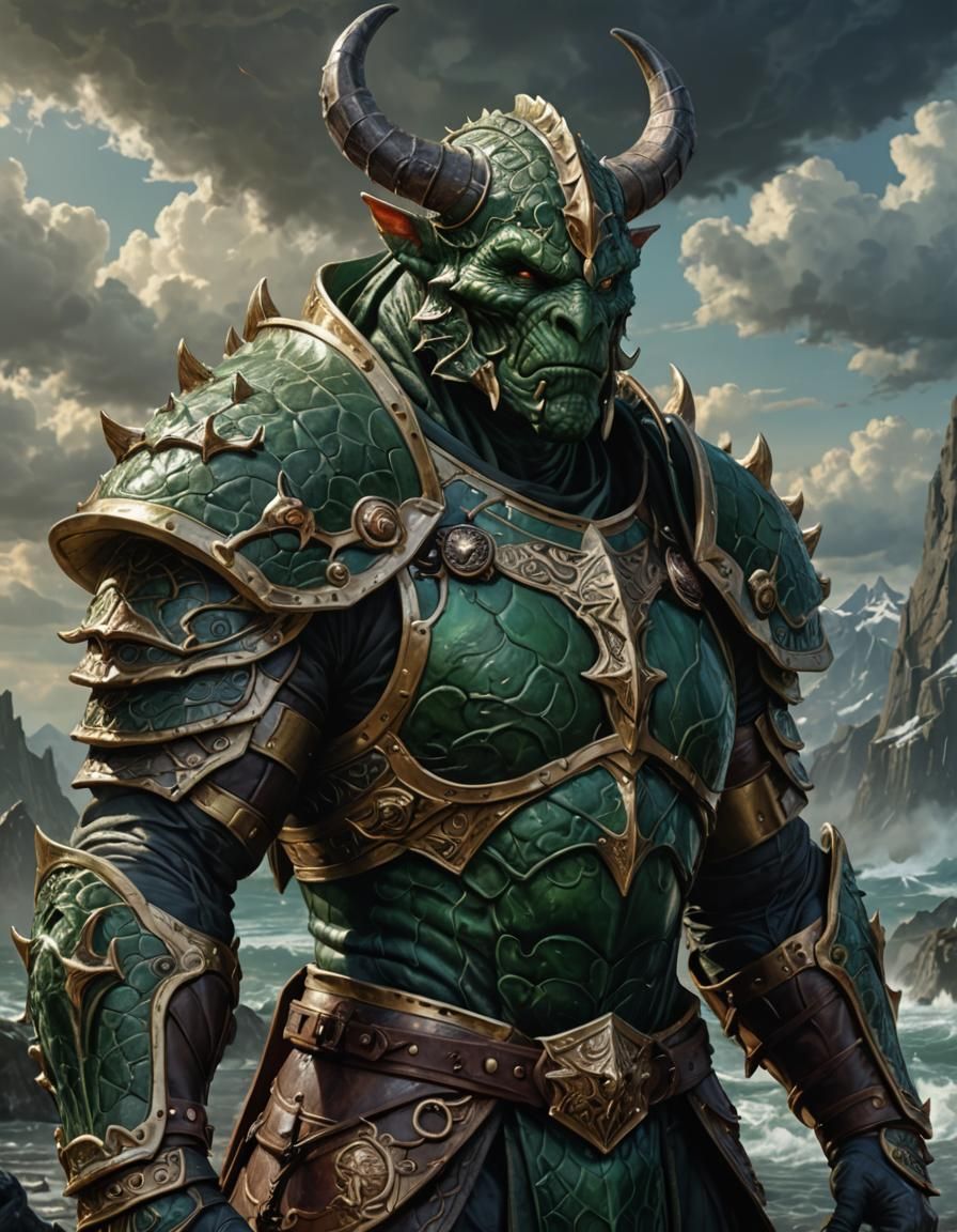 Dragonborn Paladin in Dark Fantasy Style