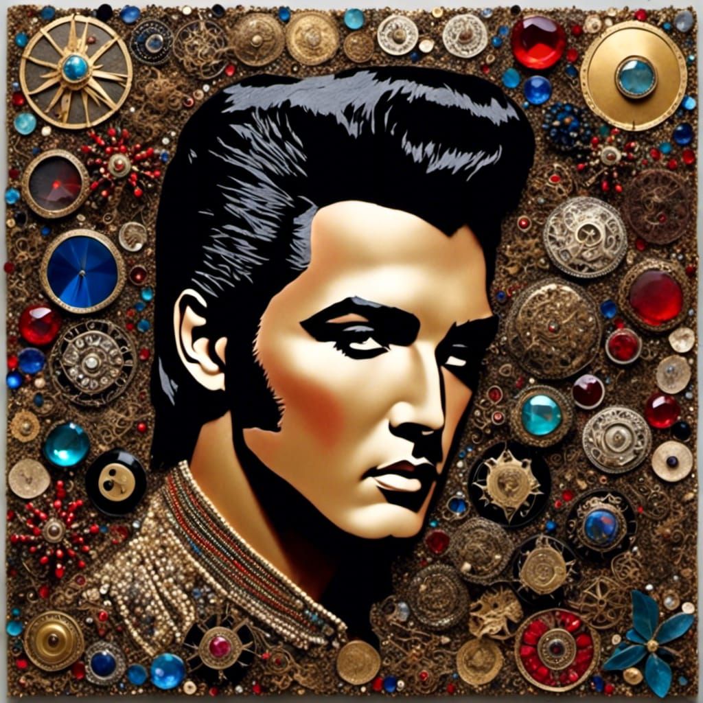 Elvis Presley Mixed Media Collage Portrait