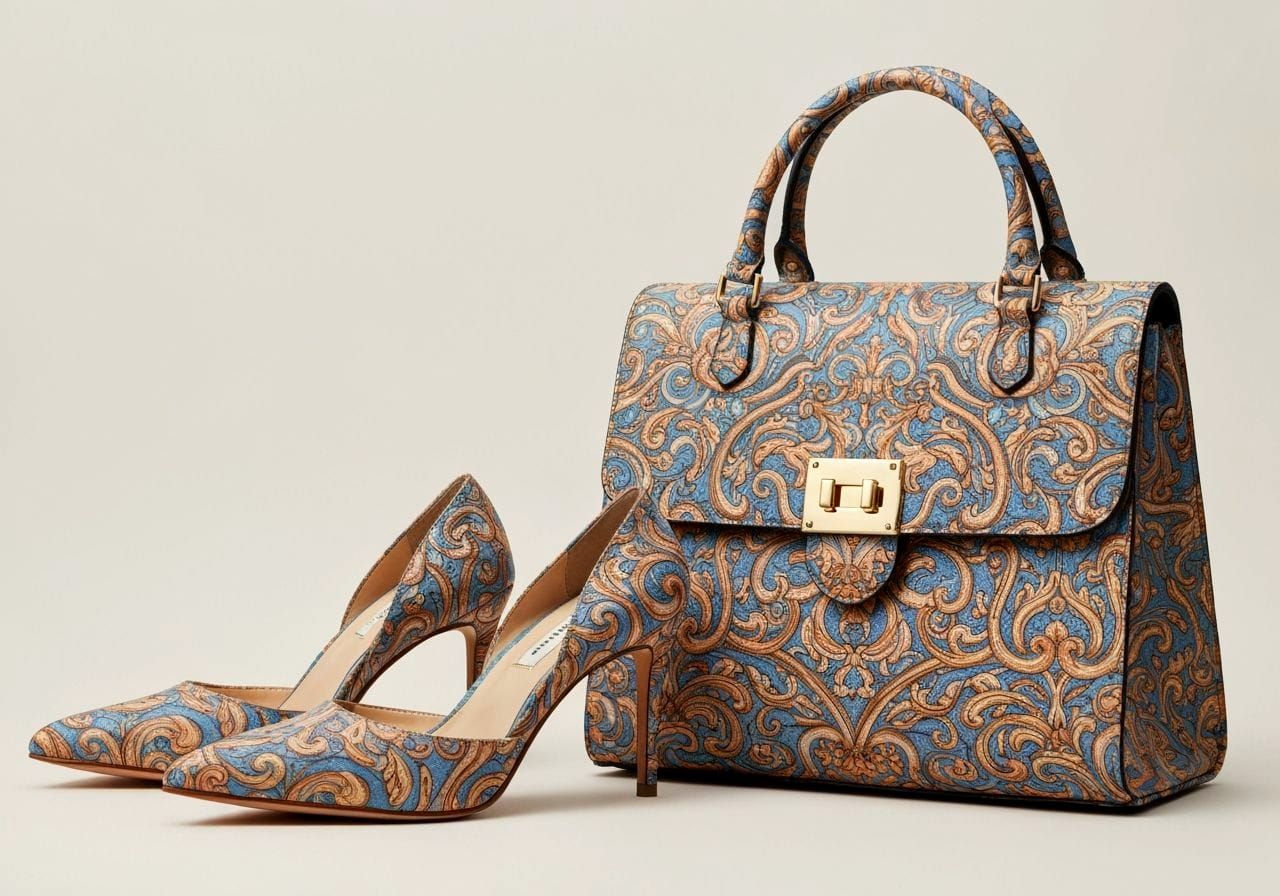 Elegant Leather Handbag and Heels in Surrealist Style