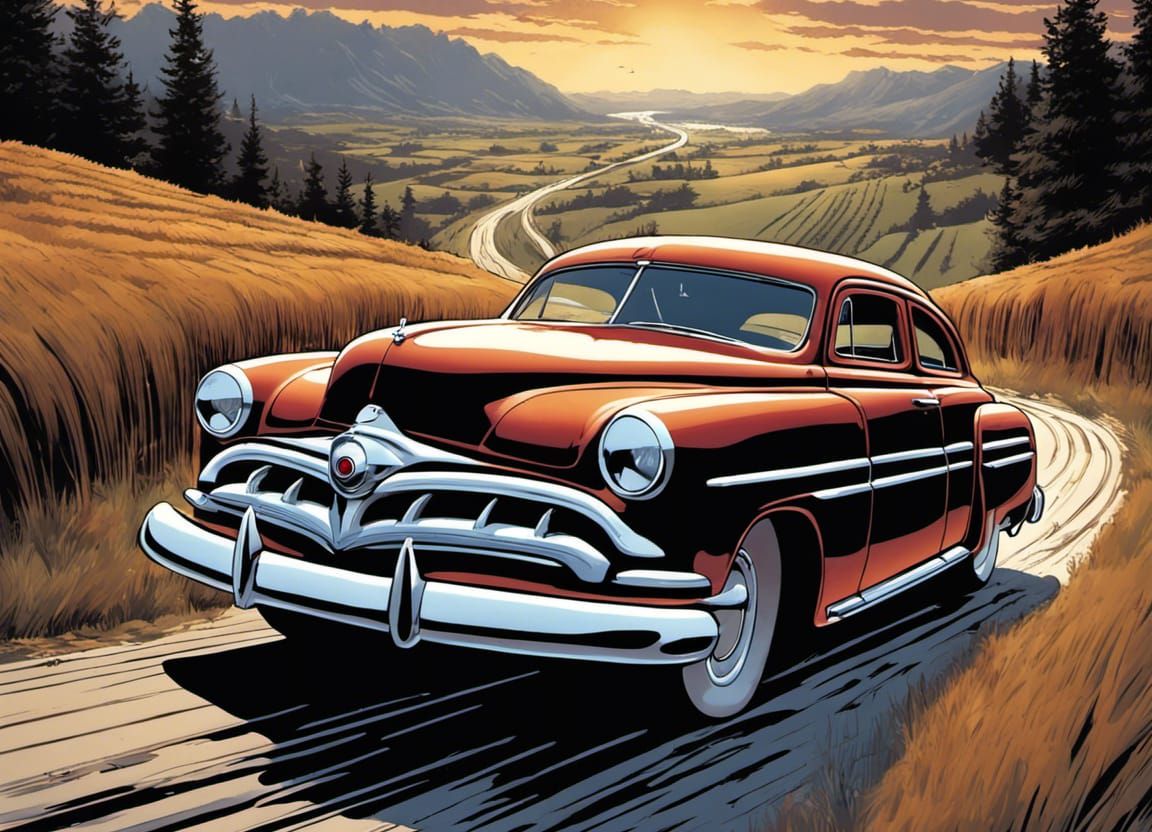 Fabulous Hudson Hornet in Comic Book Art Style