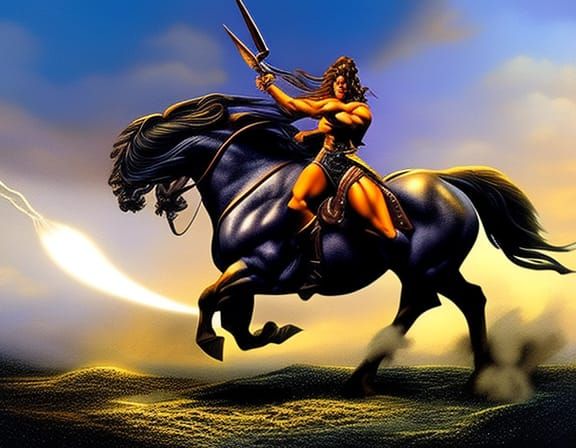 16k resolution, muscular centaur warrior brandishing a gleam...