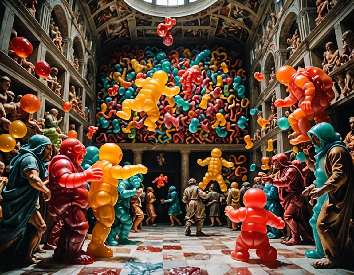 Giant Jelly Baby Invasion at the Sistine Chapel
