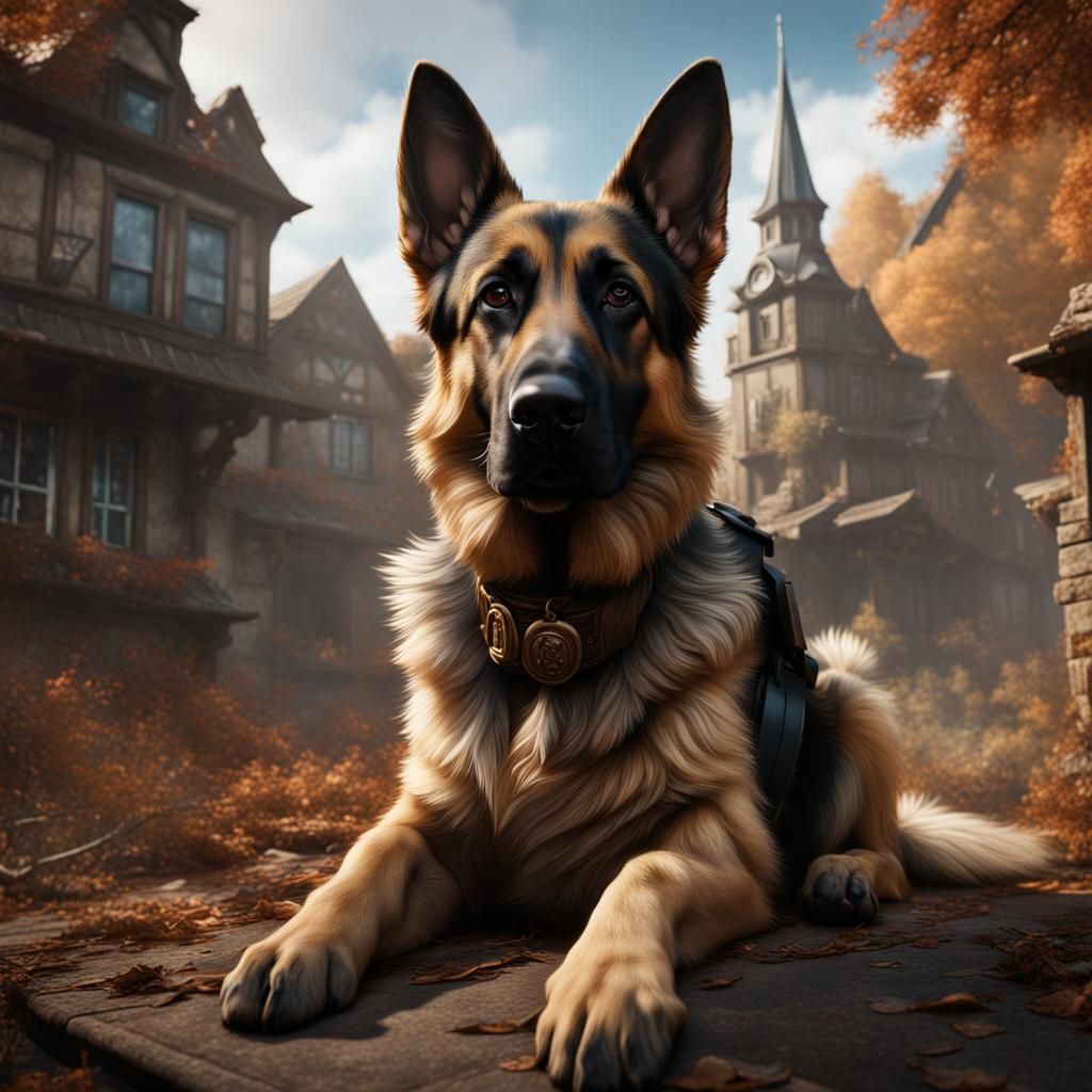 Detailed German Shepherd Matte Painting
