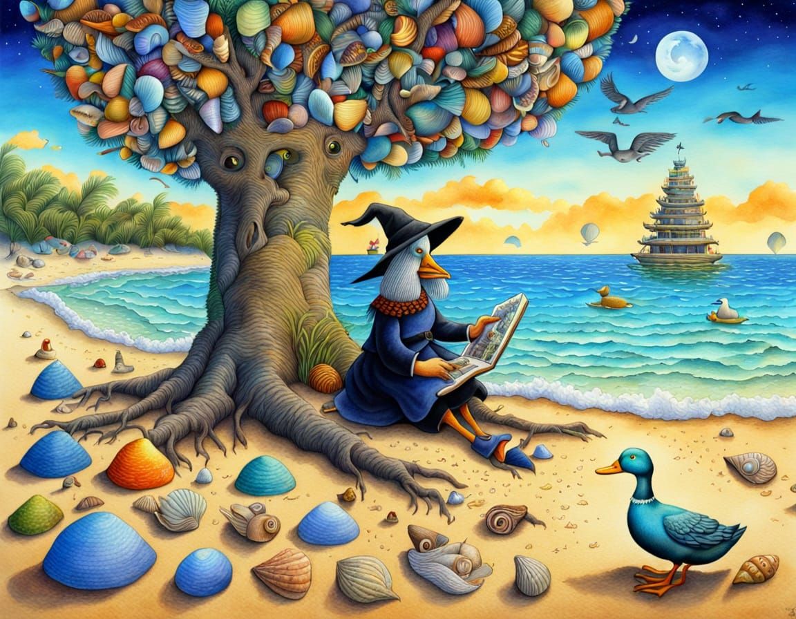Witch in Vibrant Beach Paradise
