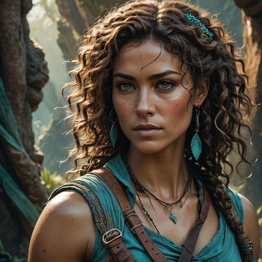 Fantasy Portrait of Muscular Woman in Earthy Tones