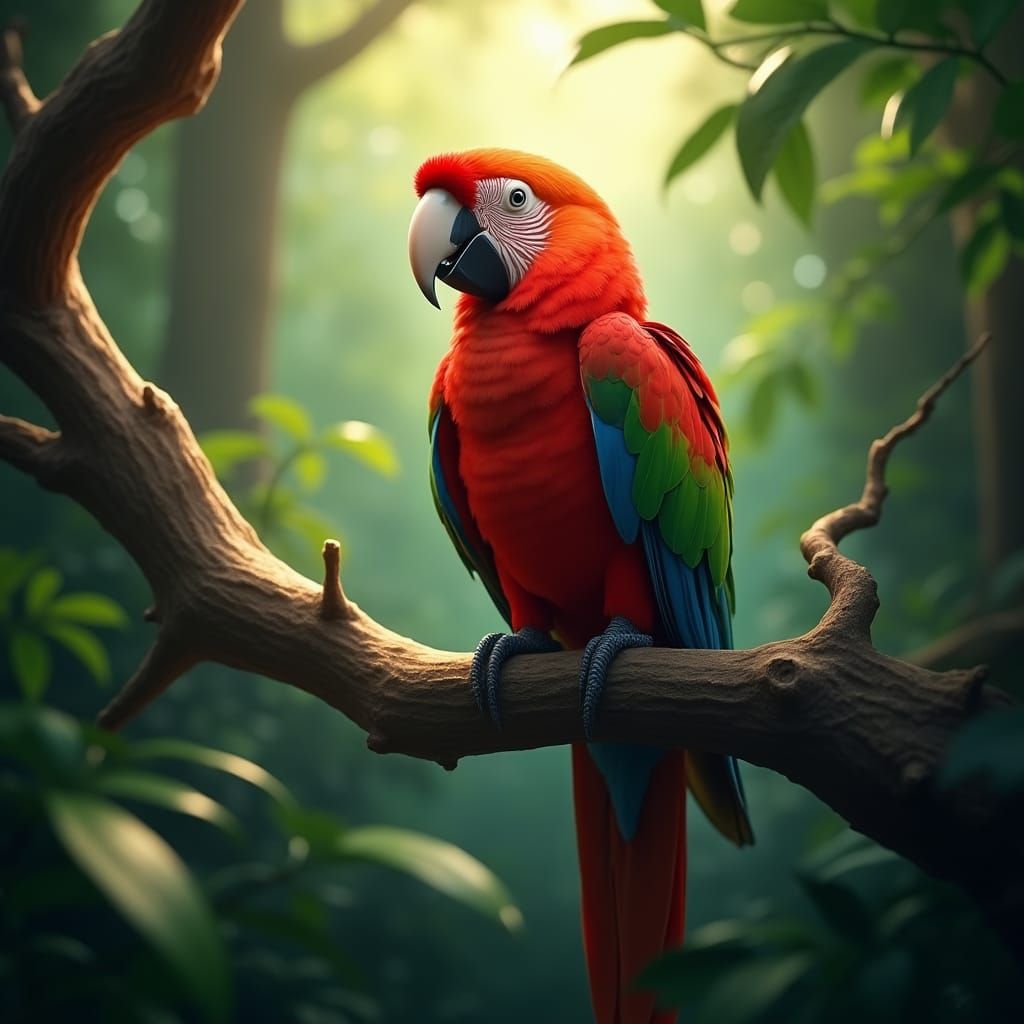 Vibrant King Parrot in Emerald Rainforest