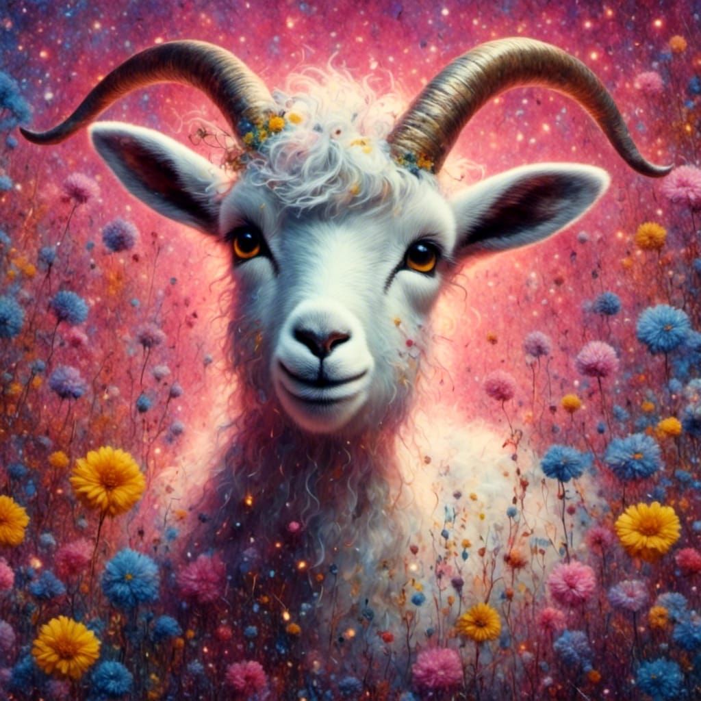 Enchanted Baby Goat Girl in Dreamlike Setting