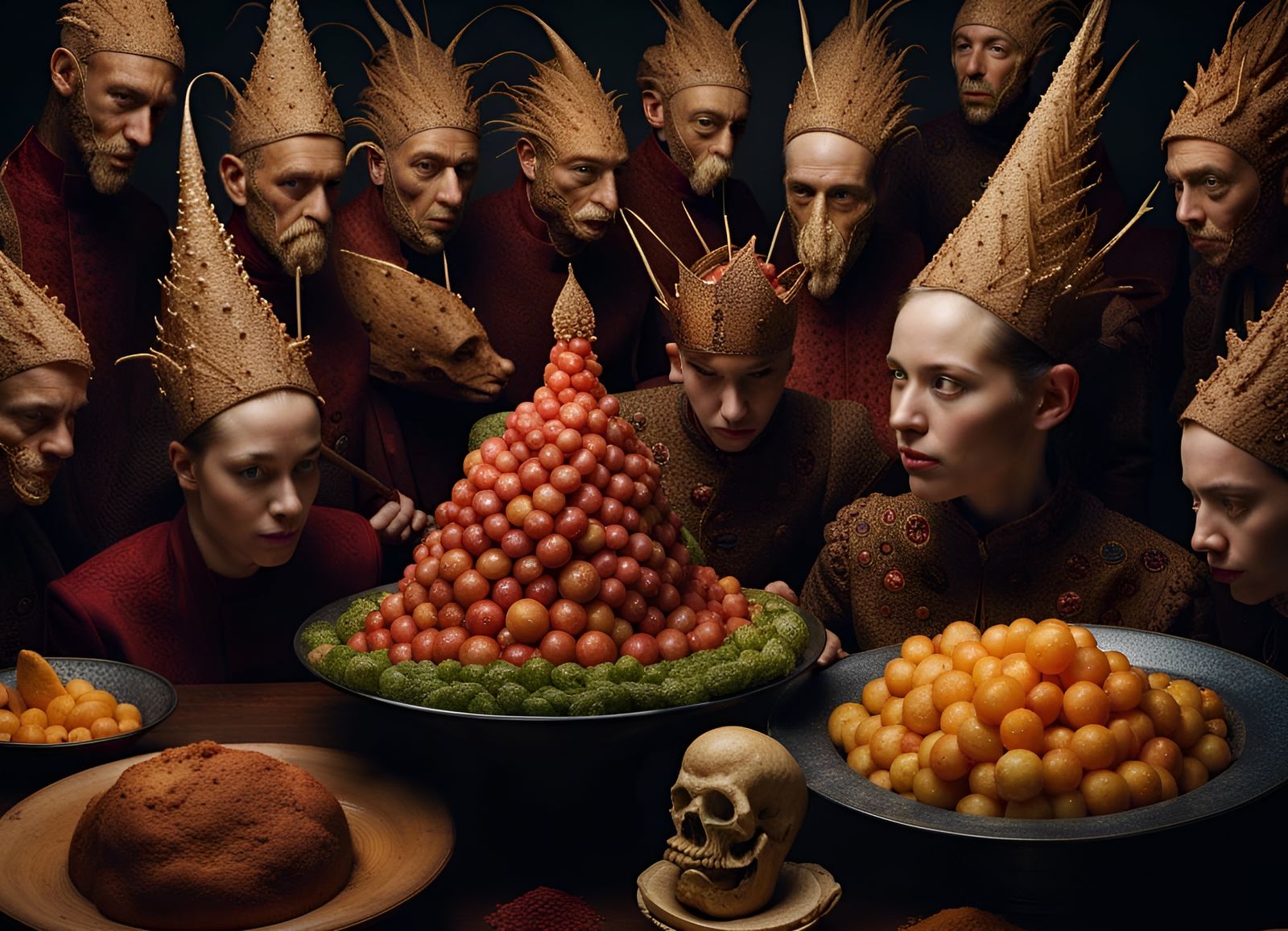 Futuristic Alien Feast: Hyperrealistic Candid Photography