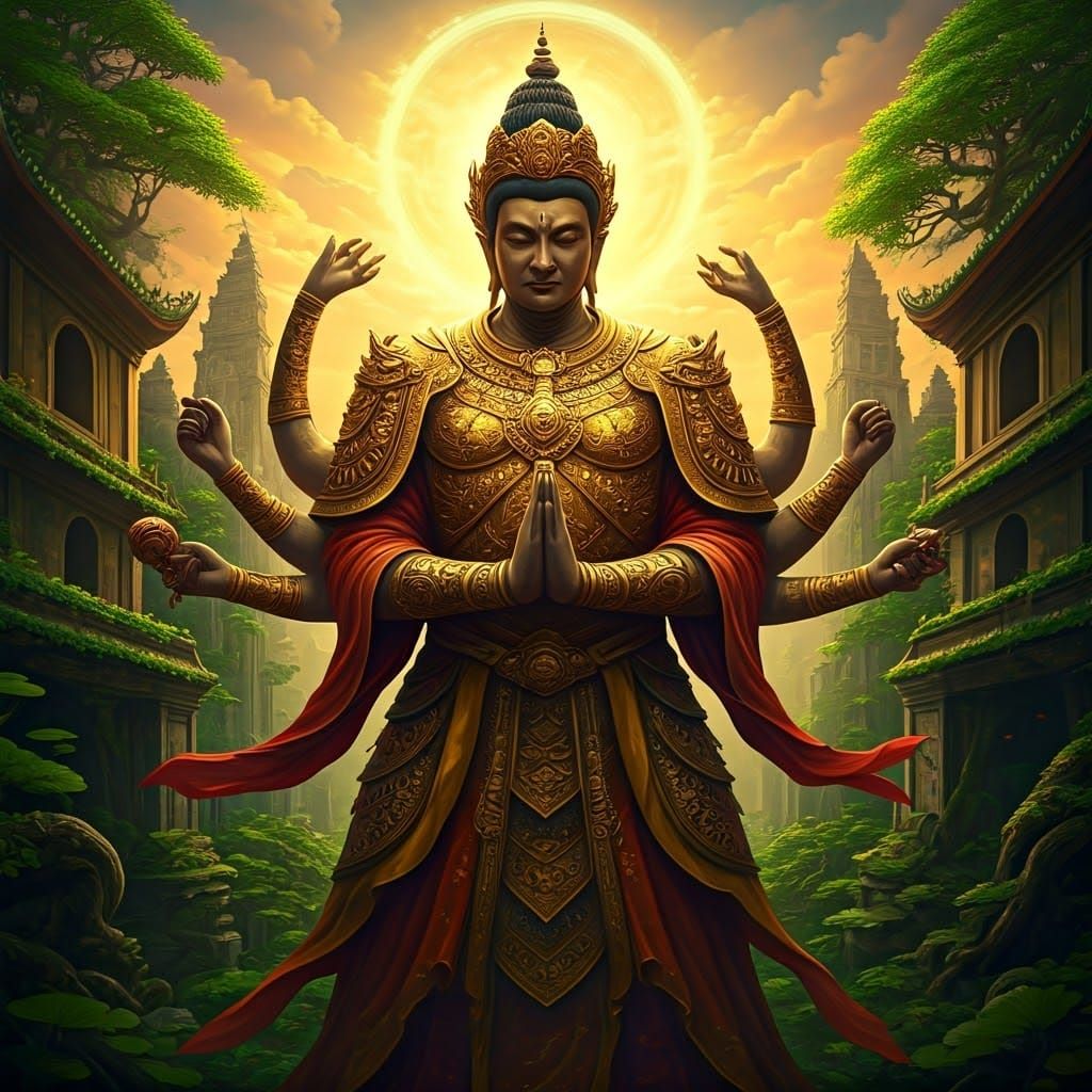 Surreal Vietnamese Fantasy Art Depicting Yamantaka and Evil...