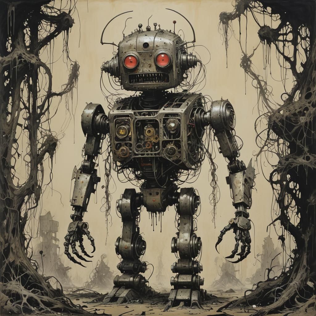 Intricate Robot Monster Artwork