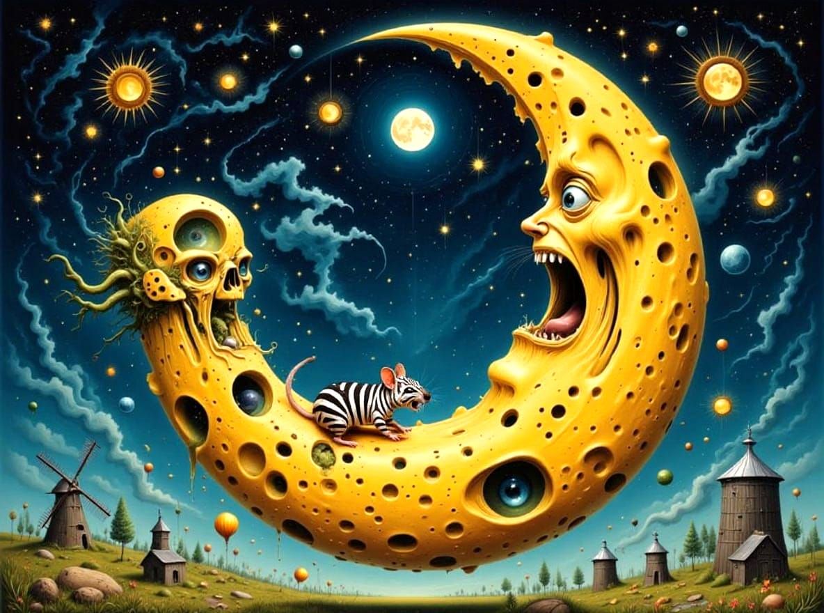 Swiss Cheese Moon Eaten by Mouse, Shocked Stars