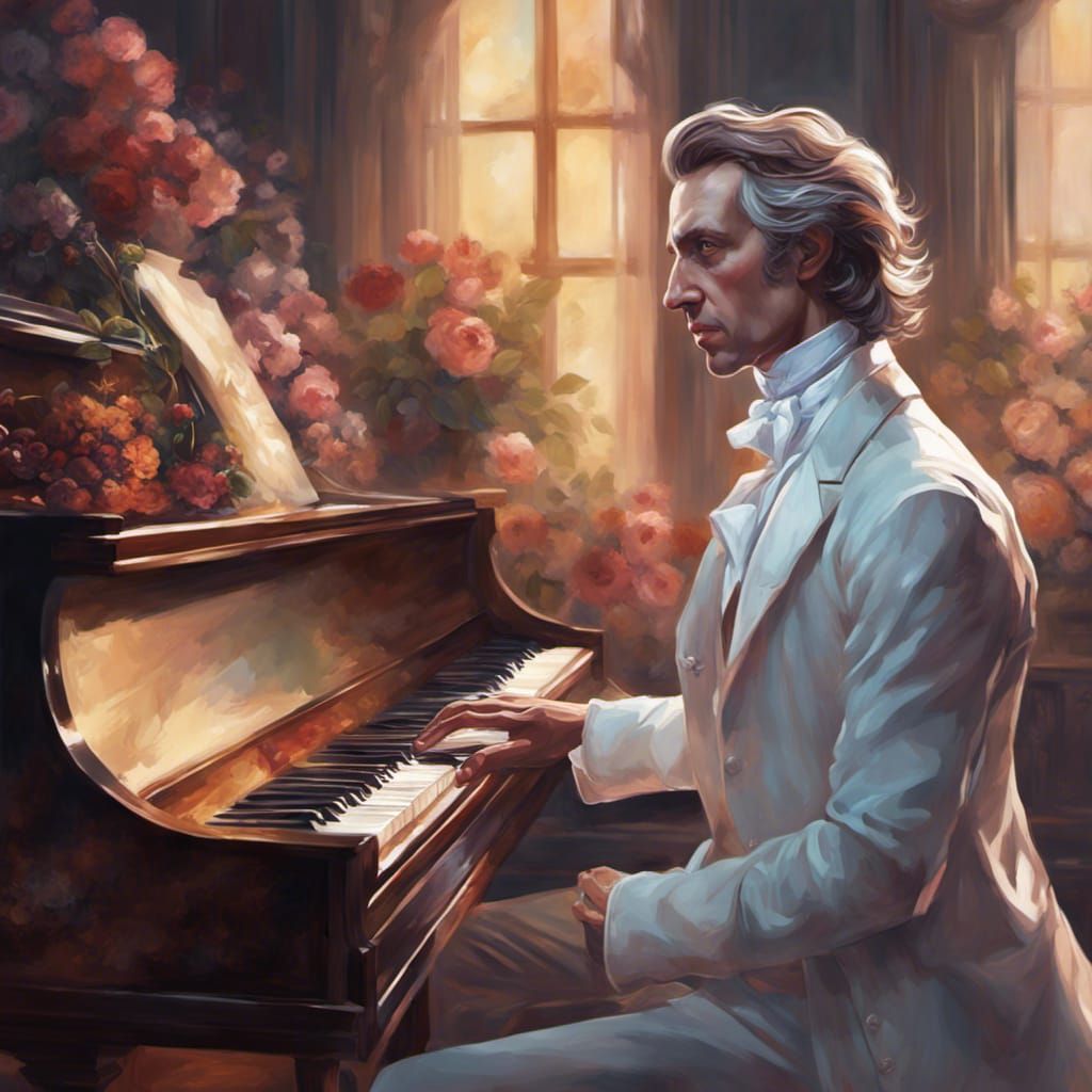 Chopin Portrait: Hyperdetailed Art Nouveau Style