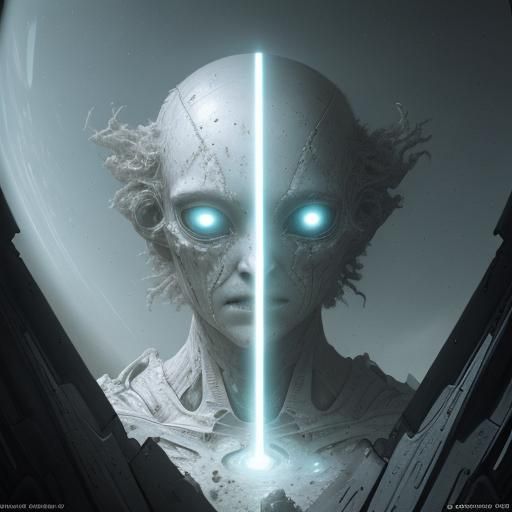 Luminescent Figure on Barren Planet, Realistic Horror