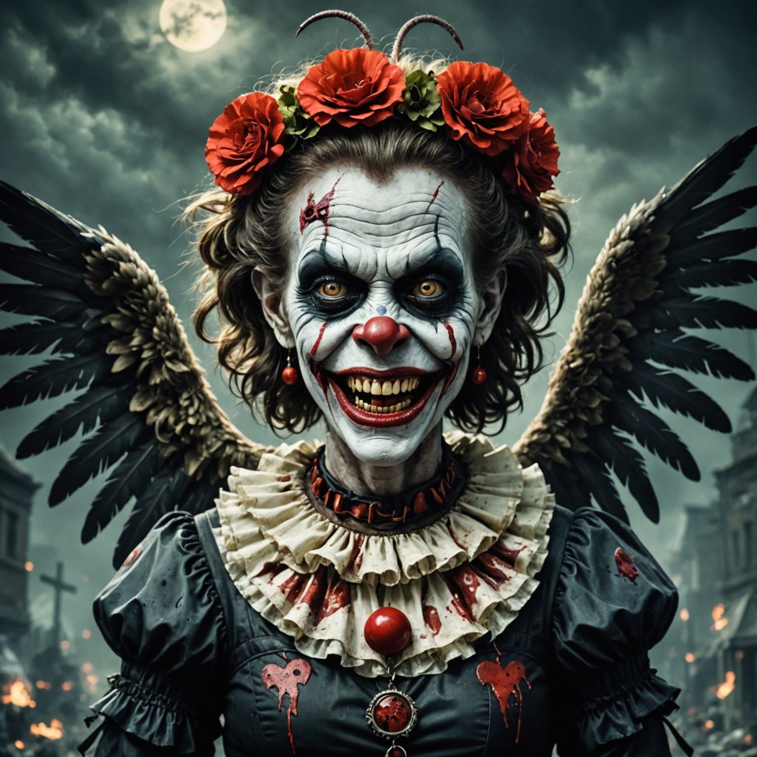 Dark Surreal Artwork of a Female Angel of Death