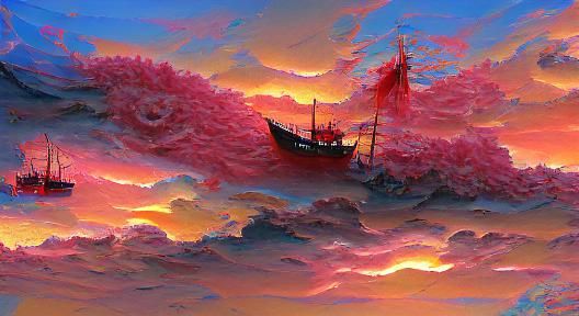 Creepy Pirate Ship at Sunset in 8k Resolution