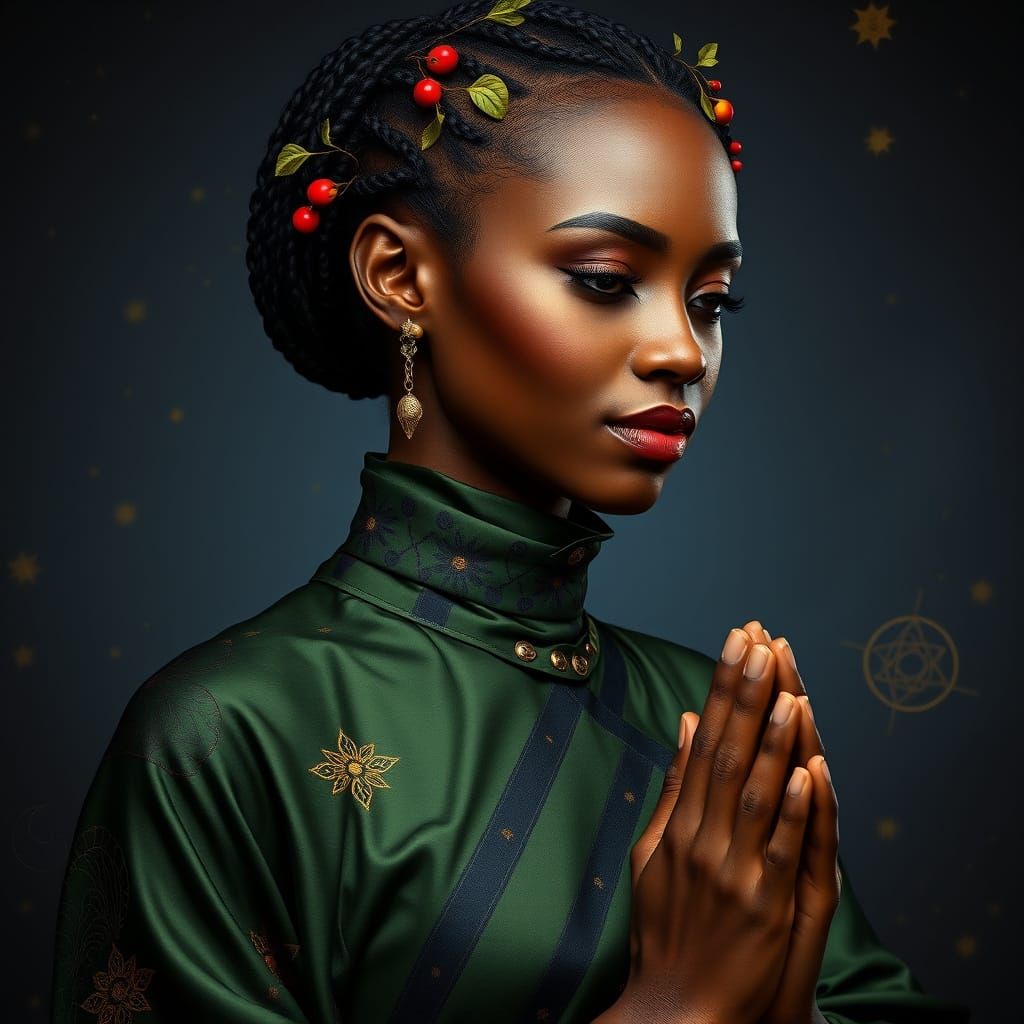Surreal African Goddess in Elegant Traditional Attire