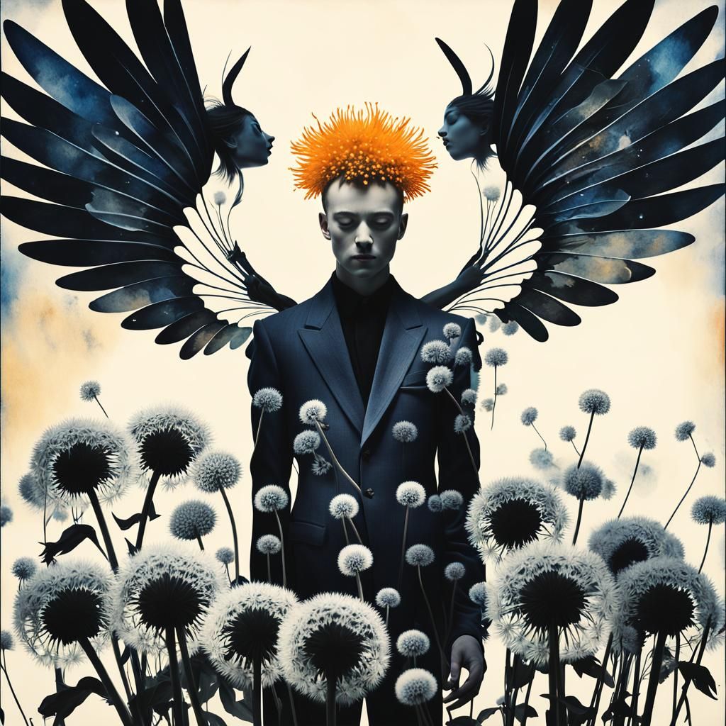 Dandelion Dreamscape: Winged Fairies in Surrealist Style