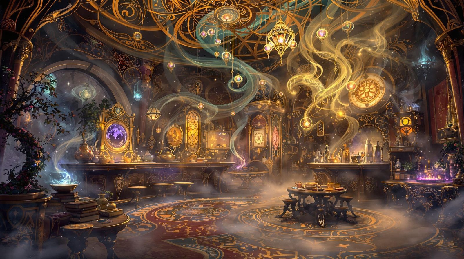 Ethereal Witch's Sanctum in Art Deco Style