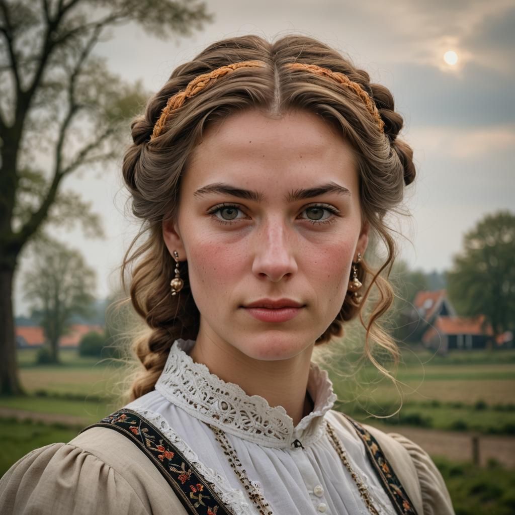 Dutch Woman in Traditional Dress: Realistic Portrait