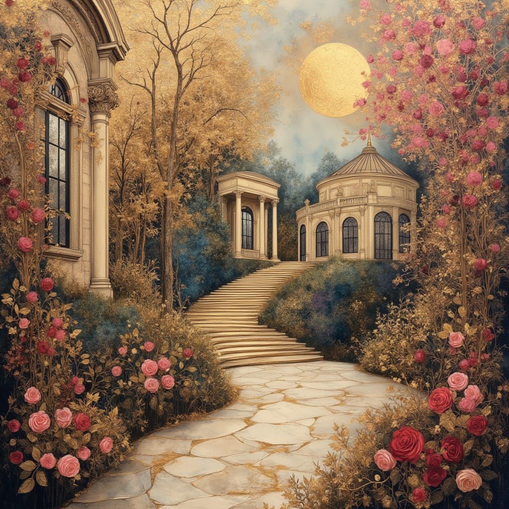 Ethereal English Garden in Impasto Style