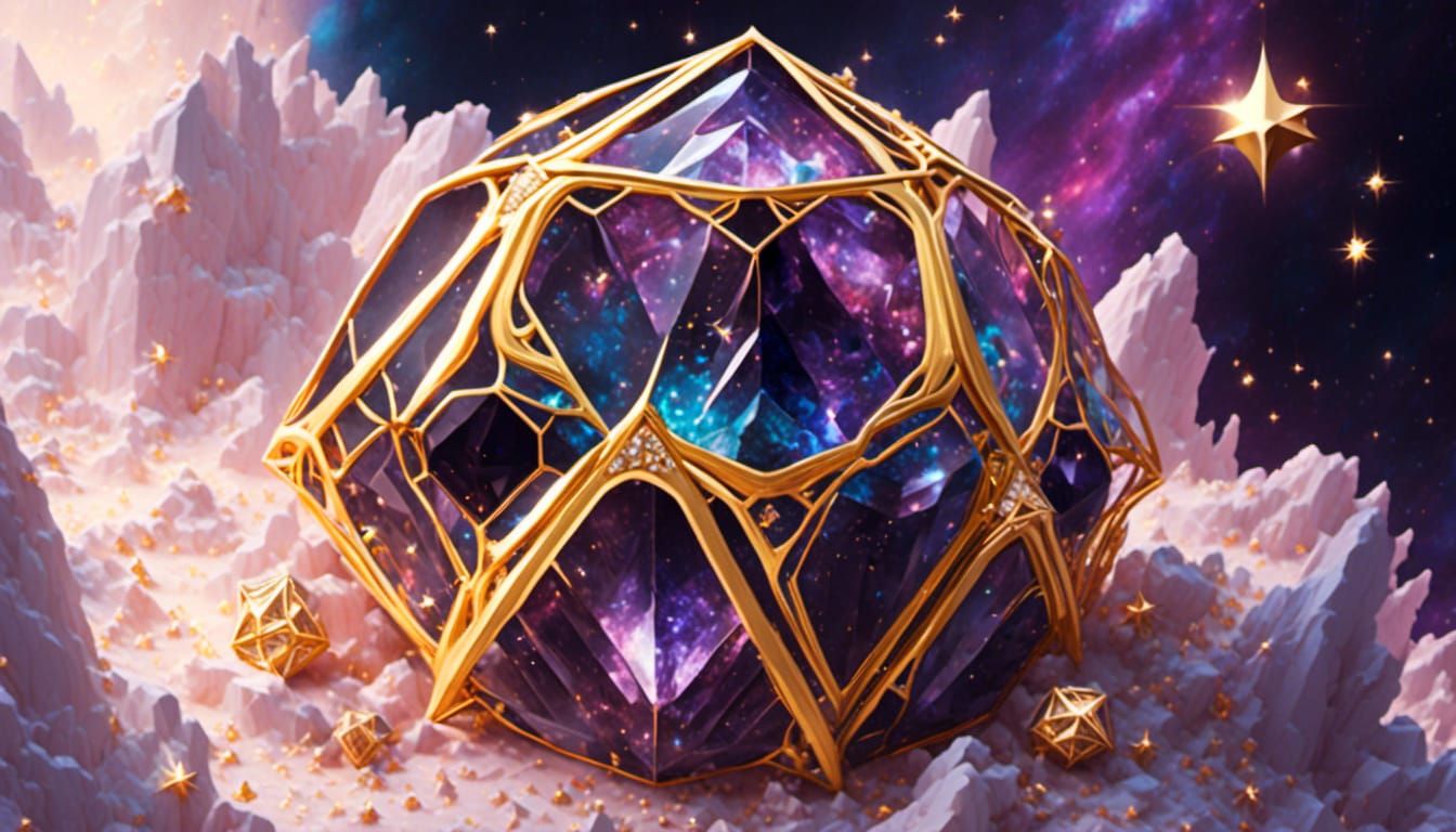 Gemstone Galaxy: Hyperreal Geometric Crystal Infinity
