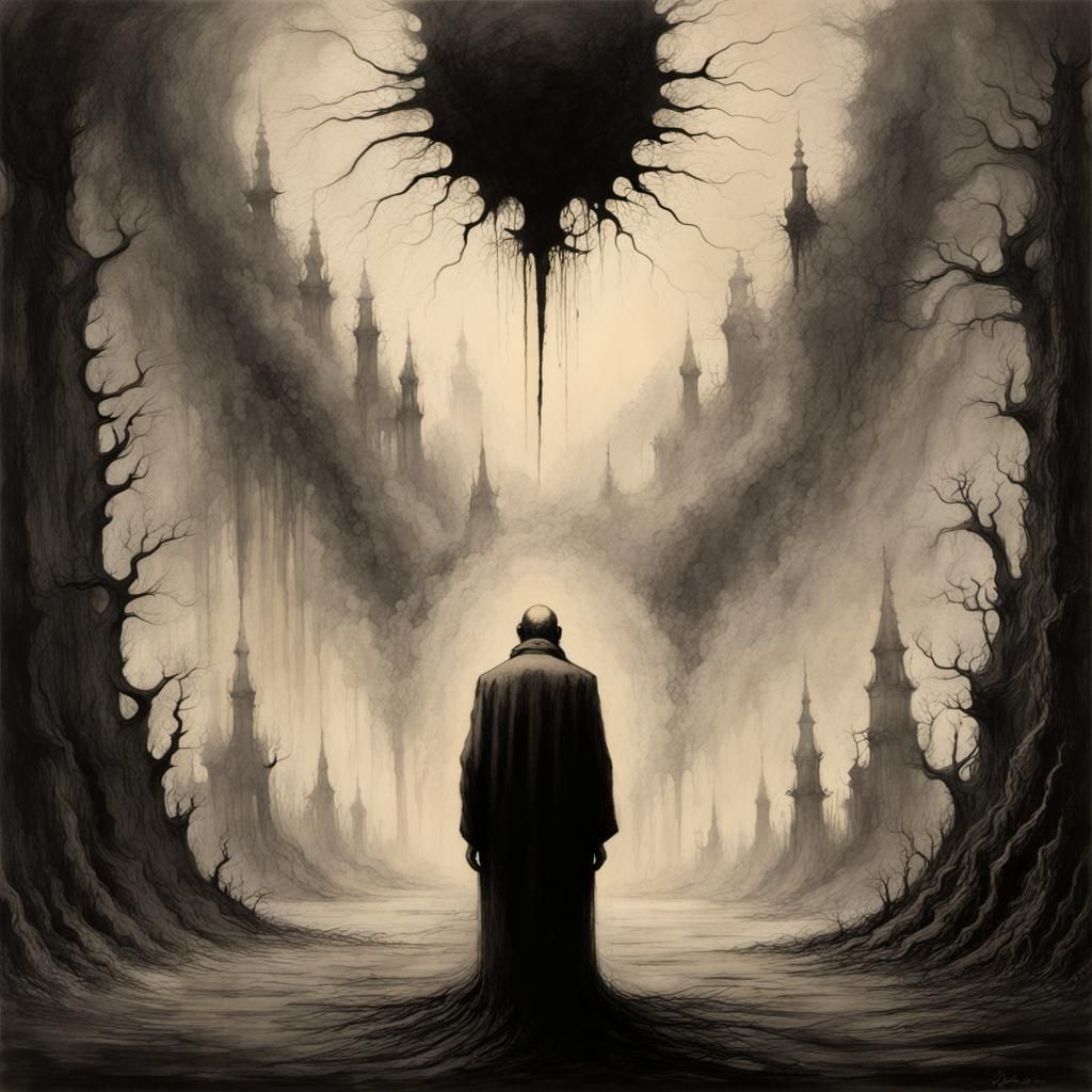 Disturbing Inkblot Test in a Surrealist Style