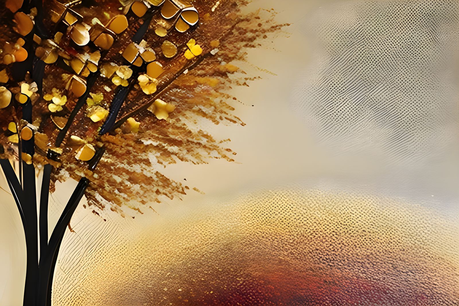 Trees Along a Serene Riverbank in Neo-Impressionist Style