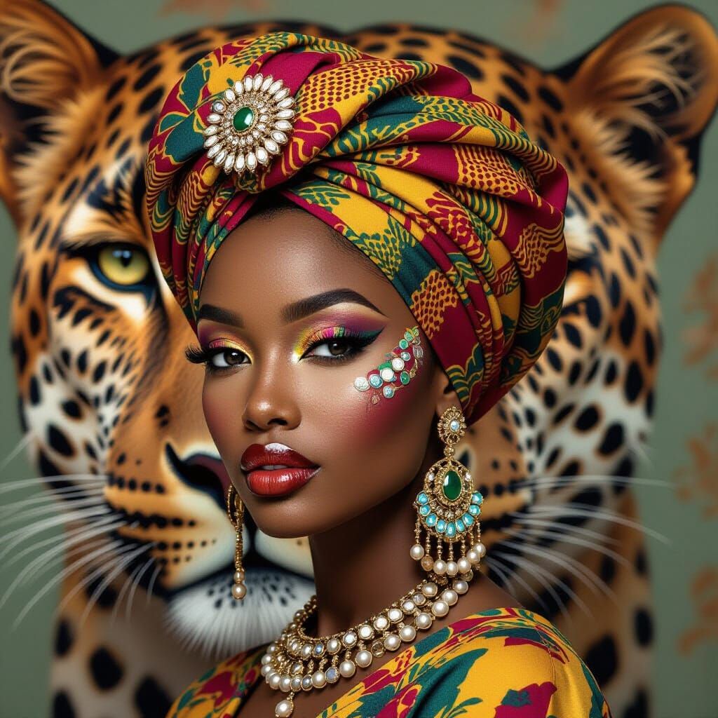 Elegant African Woman with Turban and Jewels