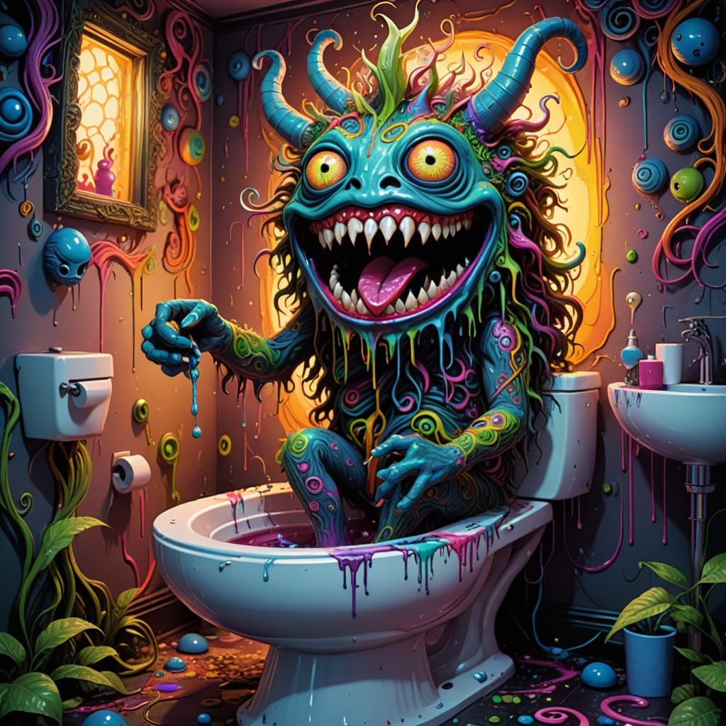 Psychedelic Toilet Monster Concept Art