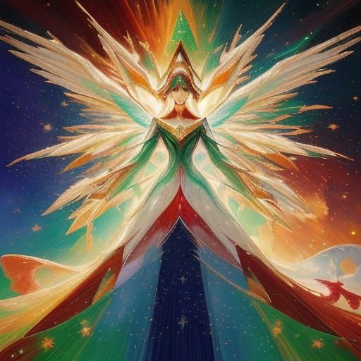 Christmas Angel Descends in Impressionist Style