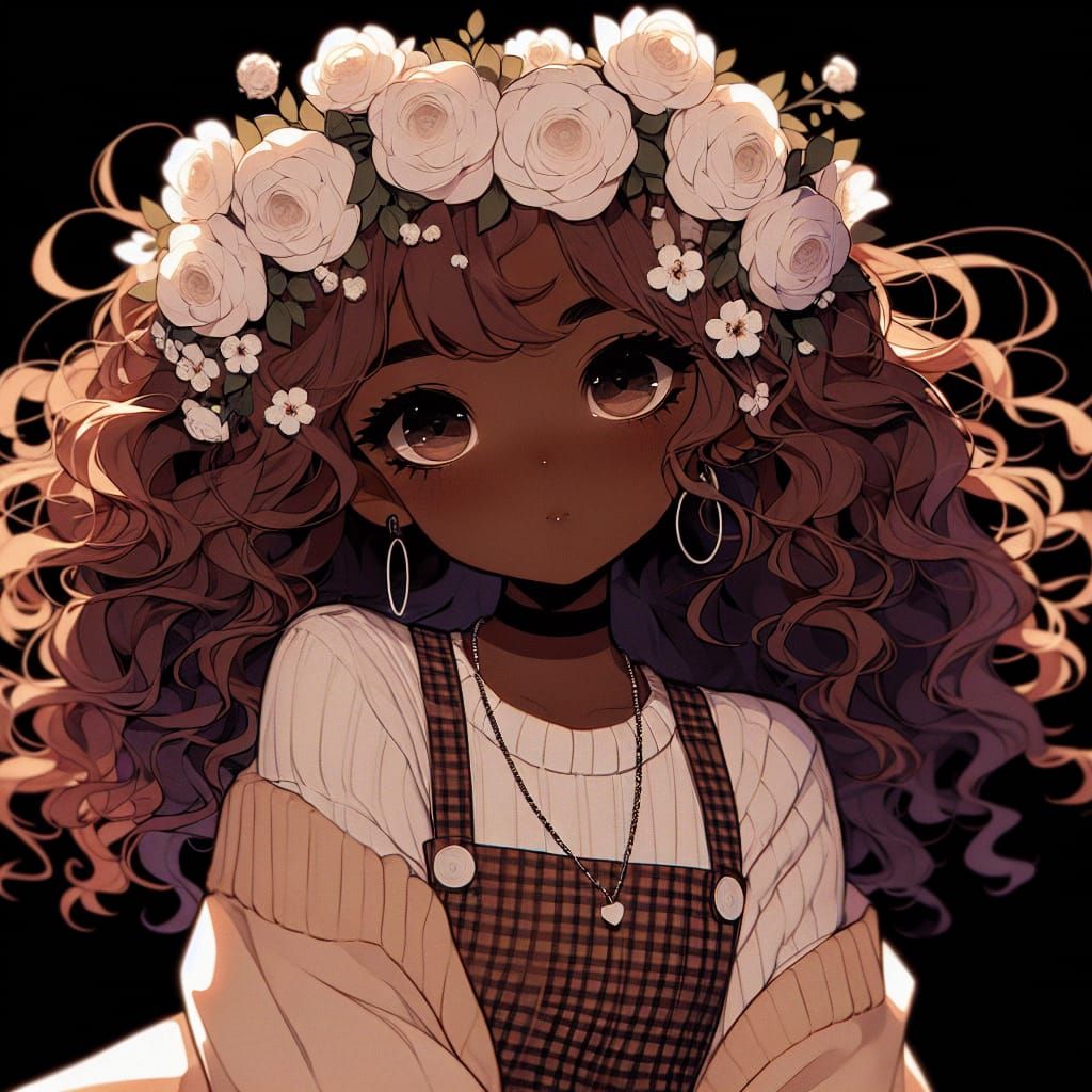 Black Girl with Roses: Anime-Inspired Manga Scan