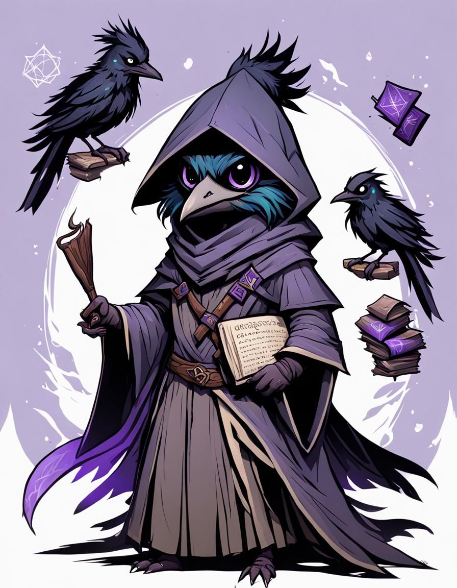 Cute Kenku Portrait in Dungeons and Dragons Style