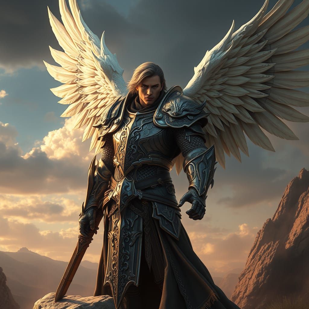 Epic Fantasy Winged Knight in Majestic Digital Art