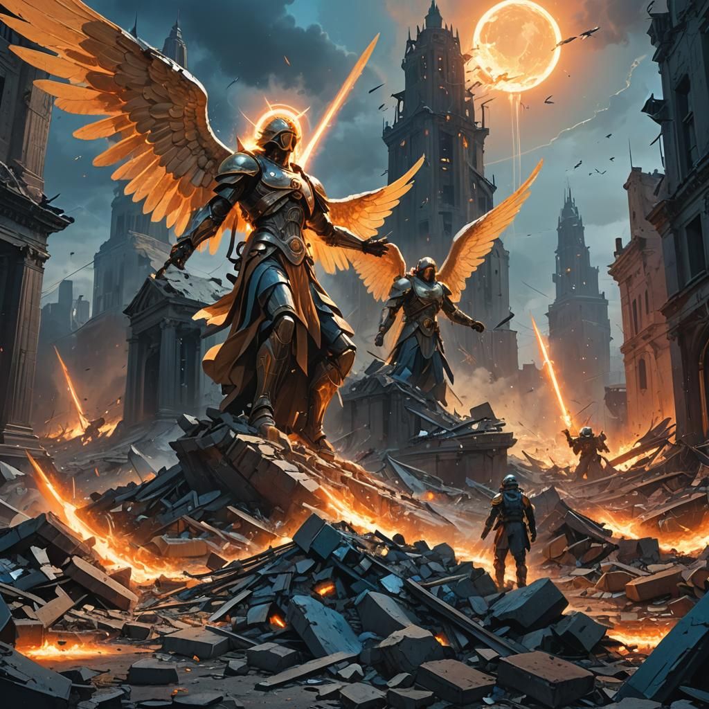 Angels Clash in Holy War: Fantasy Concept Art