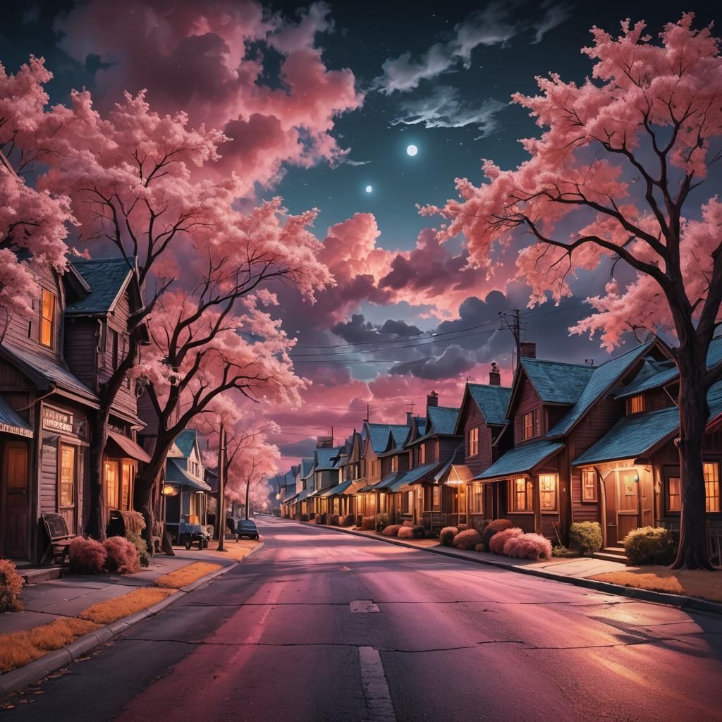 Infrared Night on a Village Street