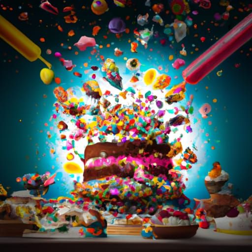 Epic Exploding Cake: Dramatic Digital Matte Painting