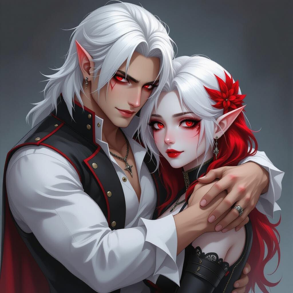 Vampire Couple in Loving Embrace