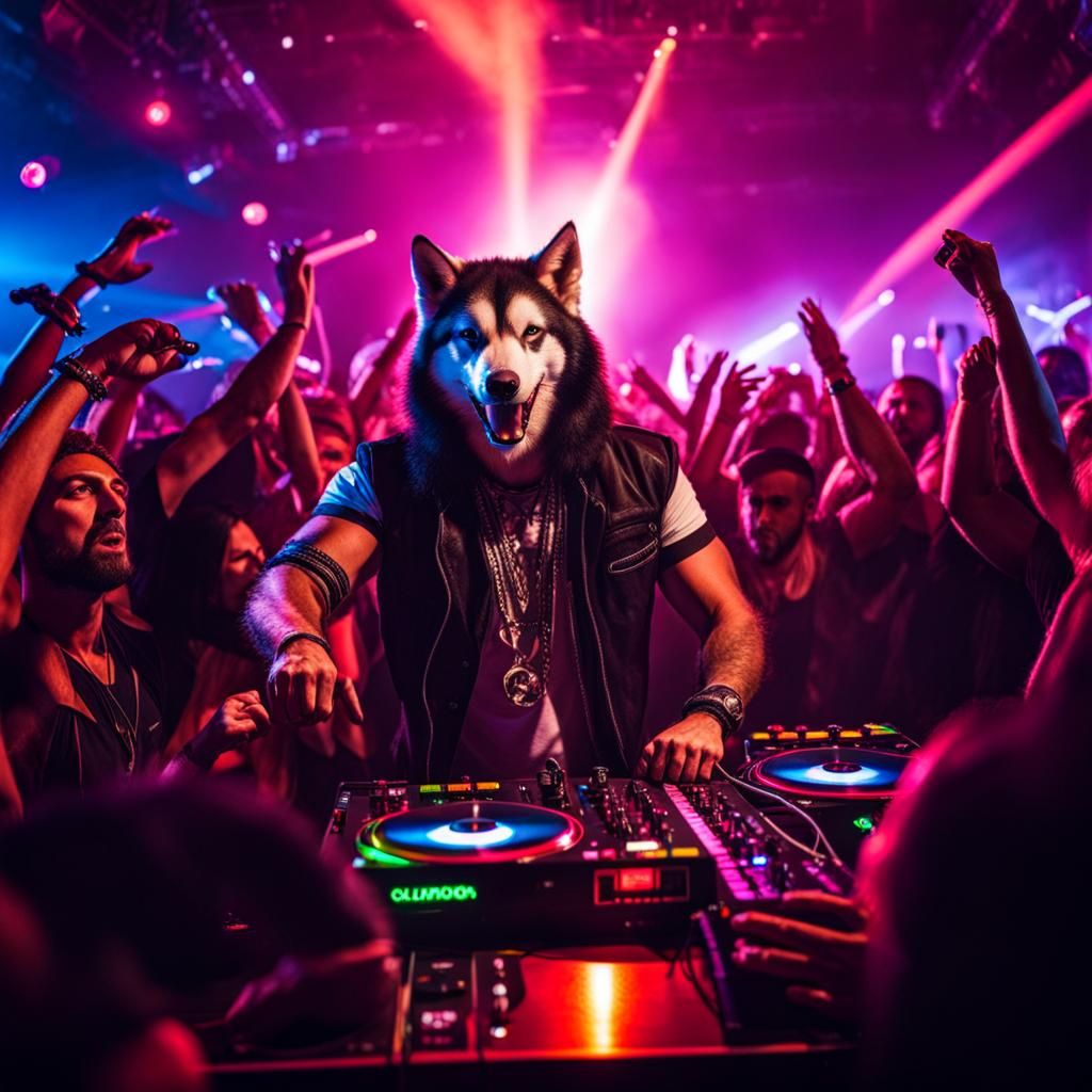 Wolf DJ at a Nightclub