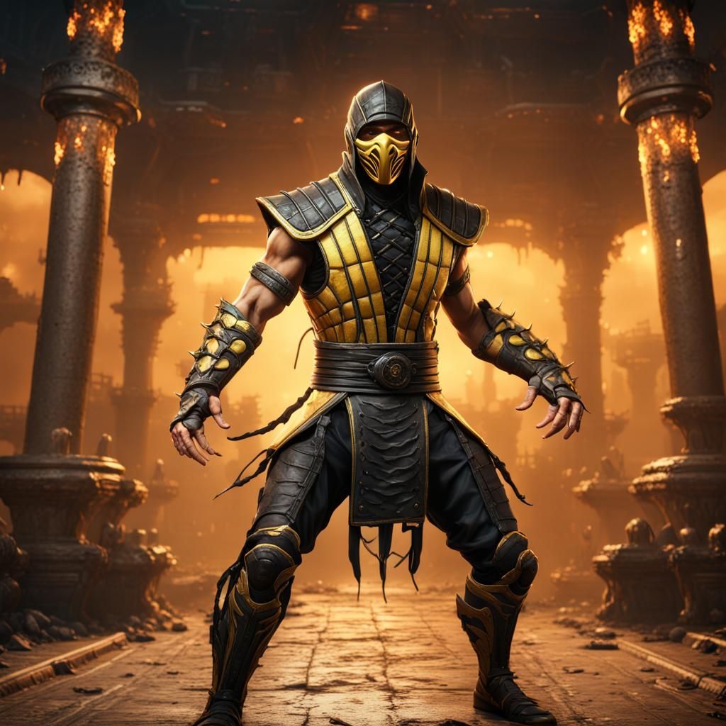 Mortal Kombat Scorpion: Detailed Matte Painting