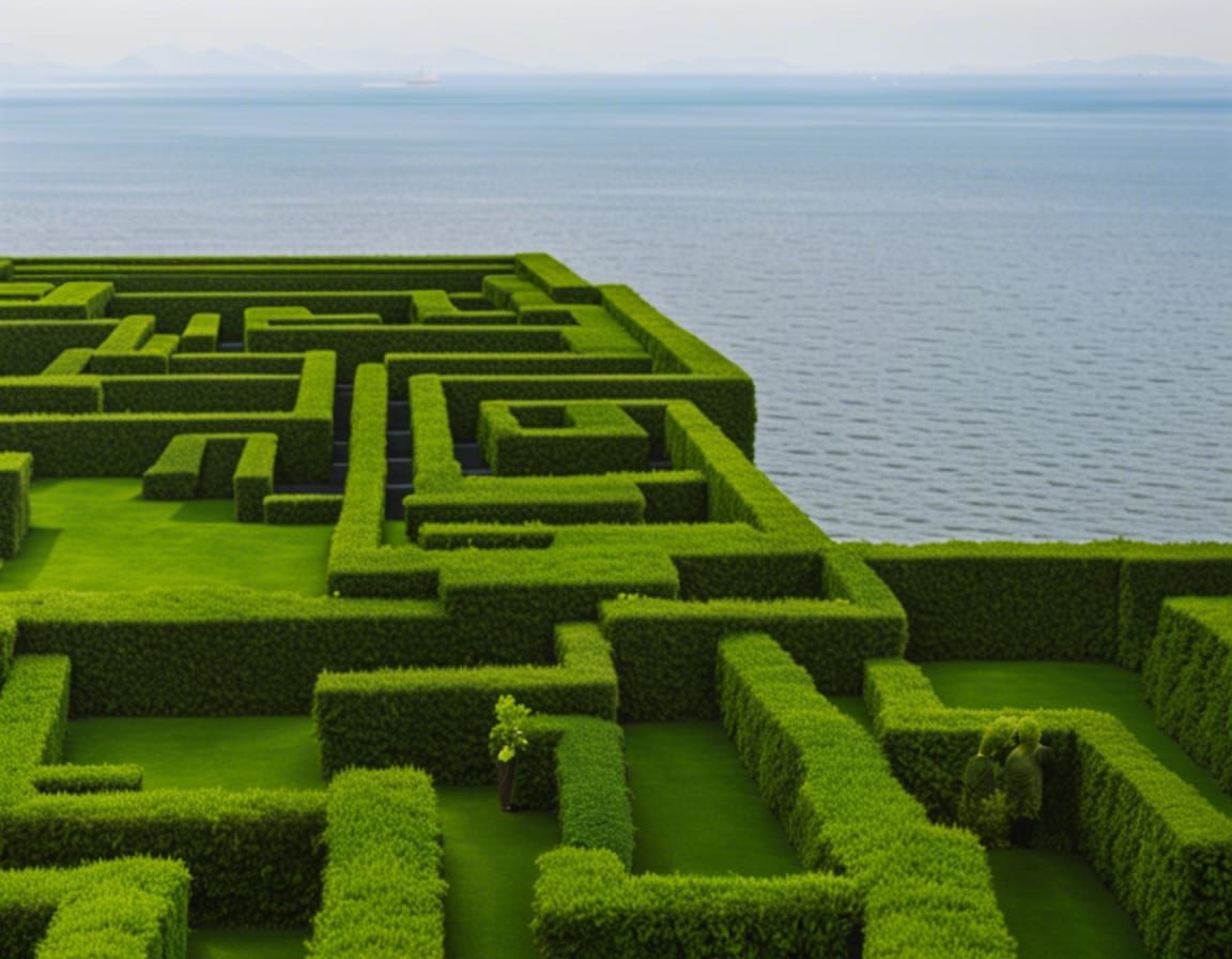 Shakespearean Hedge Maze Near Cliffs