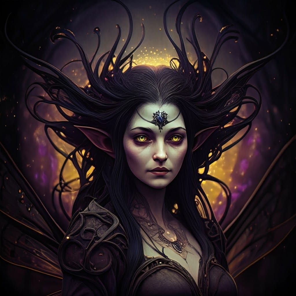 A beautiful dark fairy and a fantasy creature, brian Froud, ...