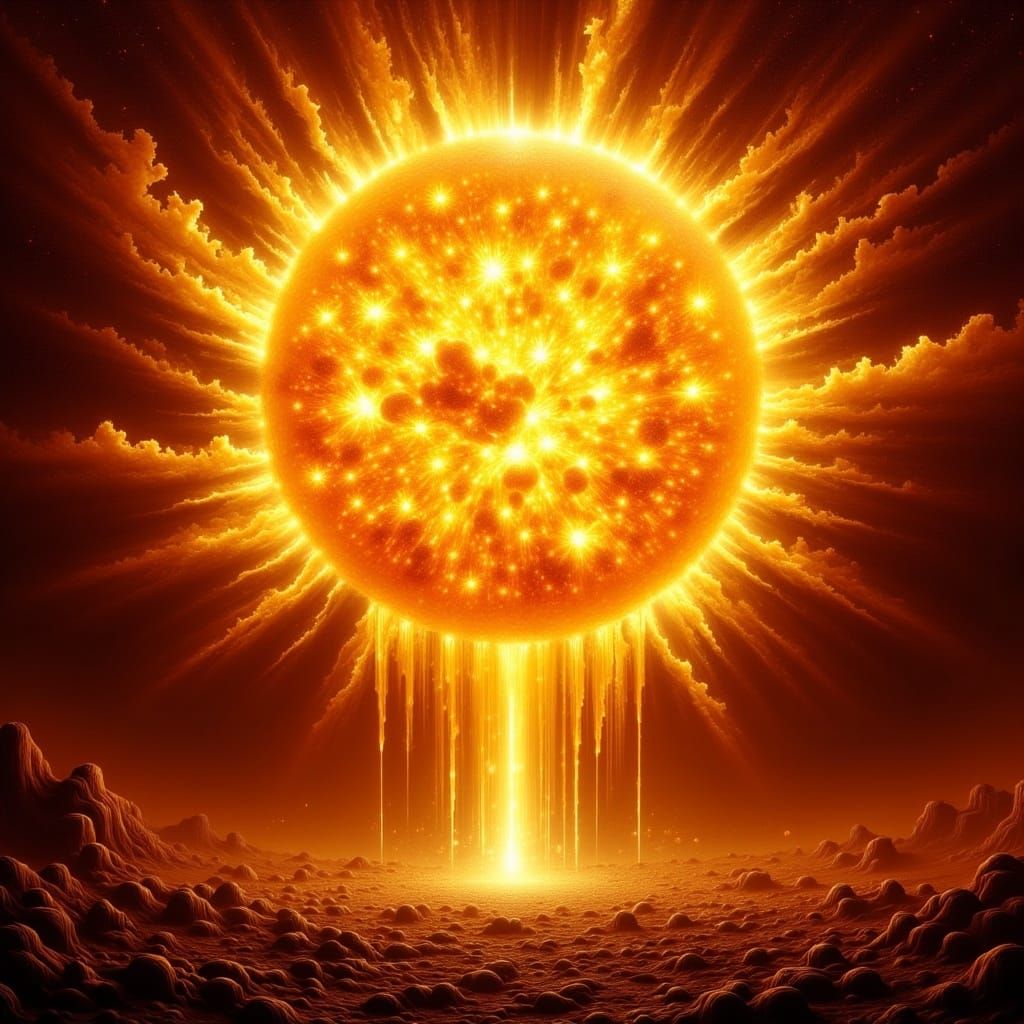 Exploding Sun in Futuristic Abstract Style