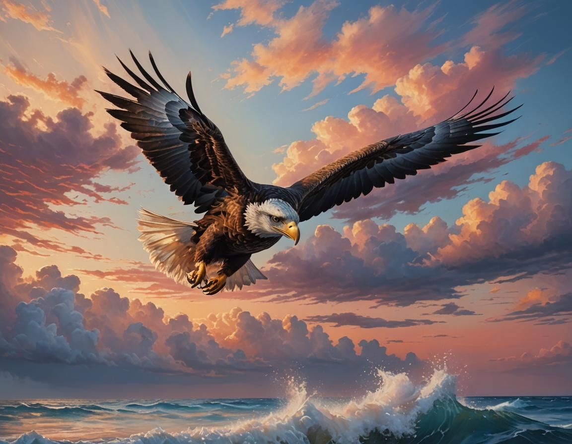 Baby Eagle Flight: Hyperrealistic Splash Art