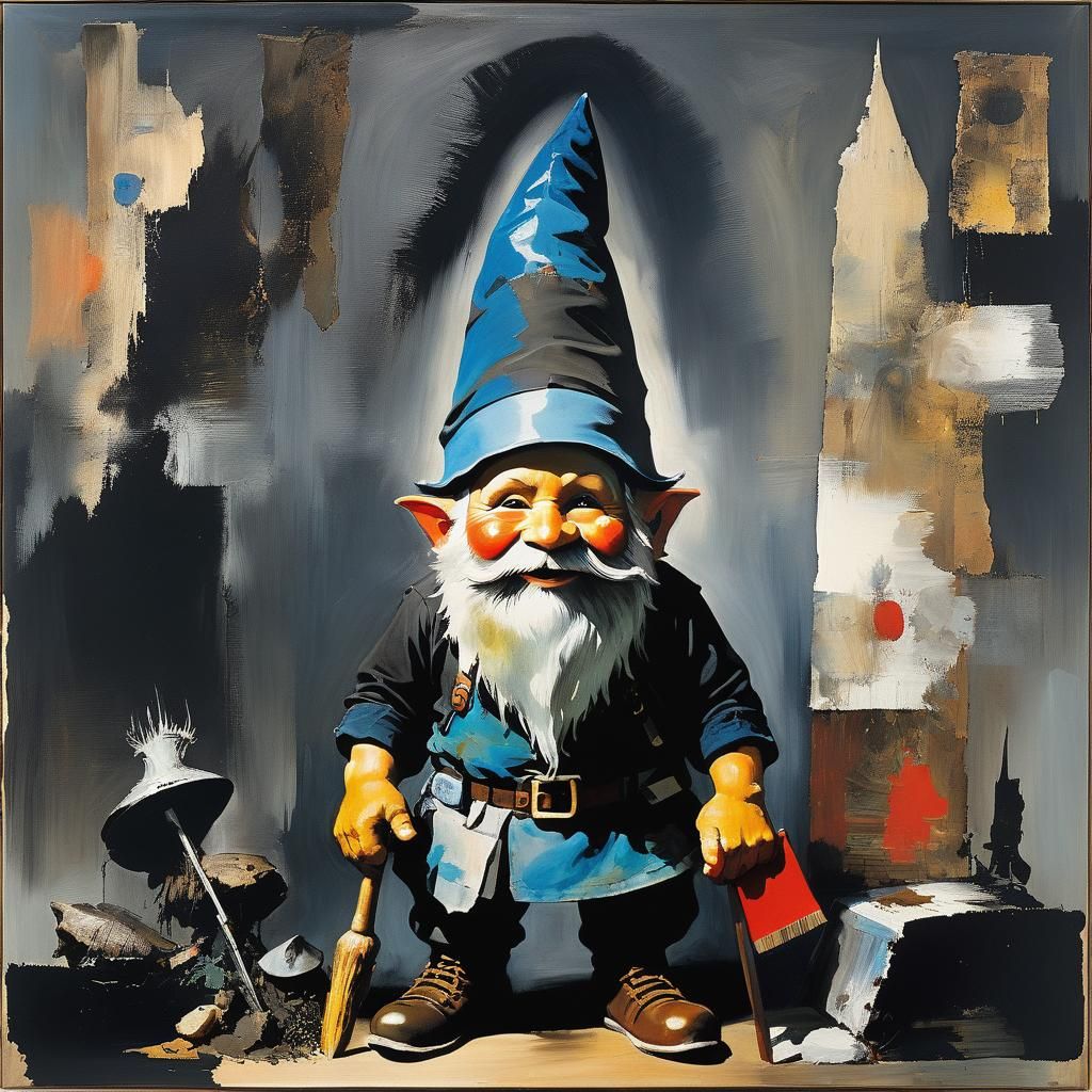 Dark Fantasy Gnome Inspired by Abstract Expressionism
