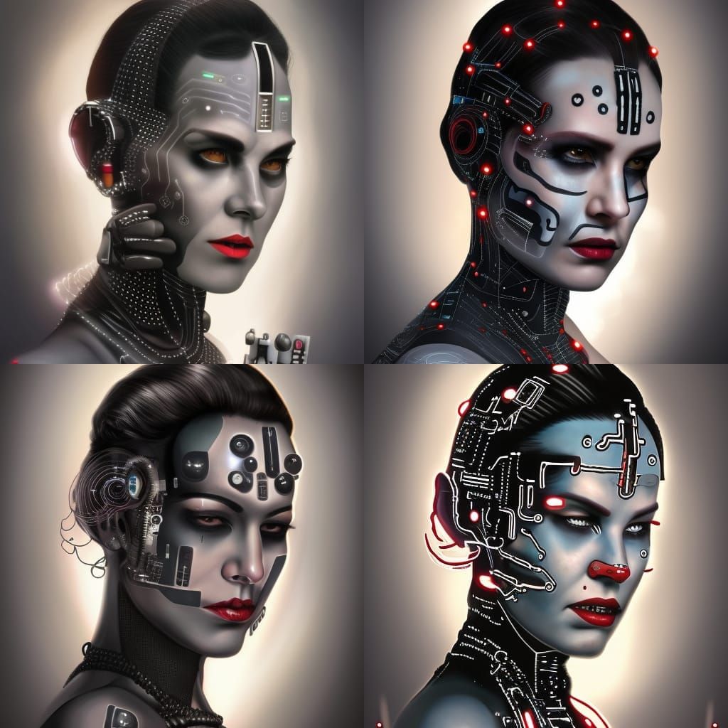 Chiss Portrait with Circuitry Tattoos in Star Wars Style