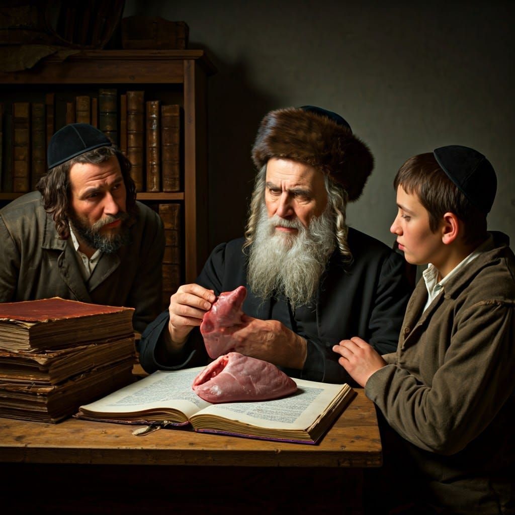 Traditional Jewish Rabbi Examines Halakhic Texts in 18th-Cen...
